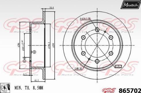 Maxtech 865702.0080 - Тормозной диск autospares.lv