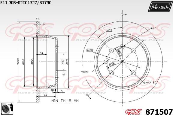 Maxtech 861096 - Тормозной диск autospares.lv