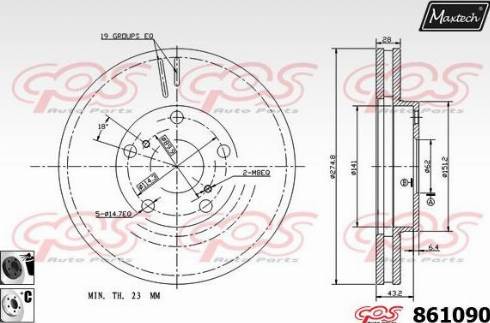 Maxtech 861090.6060 - Тормозной диск autospares.lv