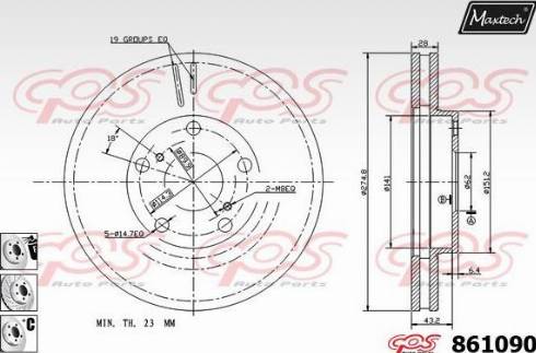 Maxtech 861090.6880 - Тормозной диск autospares.lv