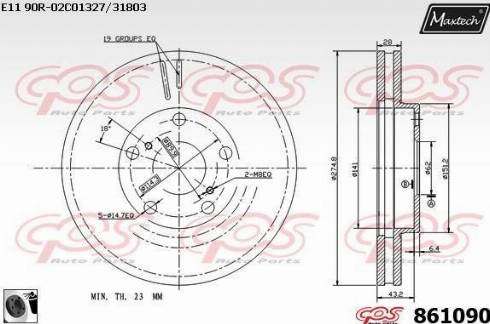 Maxtech 861090.0060 - Тормозной диск autospares.lv