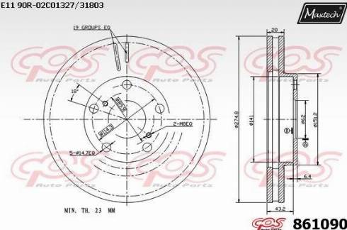 Maxtech 861090.0000 - Тормозной диск autospares.lv