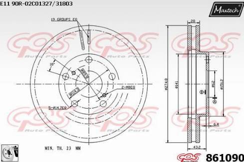 Maxtech 861090.0080 - Тормозной диск autospares.lv