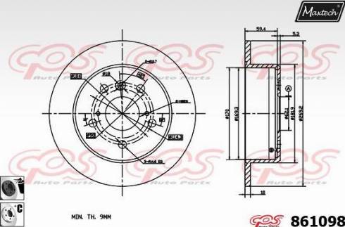 Maxtech 861098.6060 - Тормозной диск autospares.lv