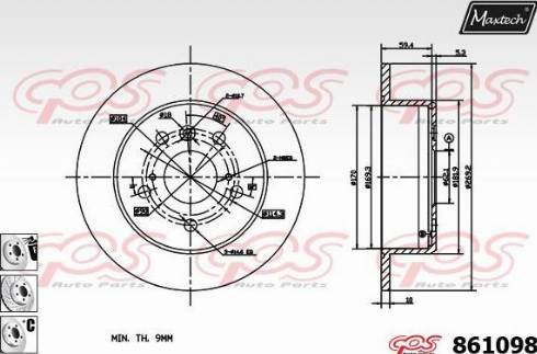 Maxtech 861098.6880 - Тормозной диск autospares.lv