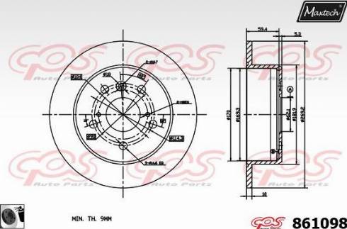 Maxtech 861098.0060 - Тормозной диск autospares.lv