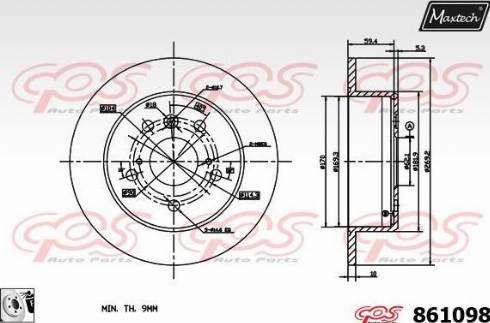 Maxtech 861098.0080 - Тормозной диск autospares.lv