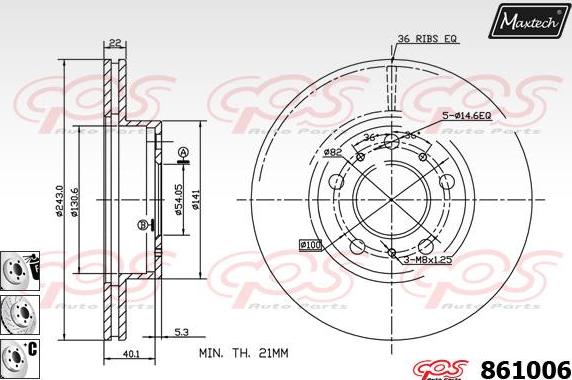 Maxtech 861098 - Тормозной диск autospares.lv