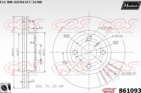 Maxtech 861093.0060 - Тормозной диск autospares.lv