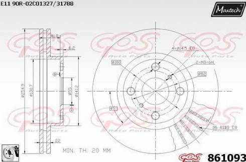 Maxtech 861093.0080 - Тормозной диск autospares.lv