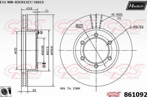 Maxtech 861092.0060 - Тормозной диск autospares.lv