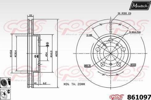 Maxtech 861097.6060 - Тормозной диск autospares.lv