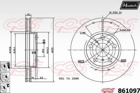 Maxtech 861097.6880 - Тормозной диск autospares.lv