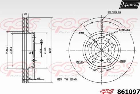 Maxtech 861097.0000 - Тормозной диск autospares.lv