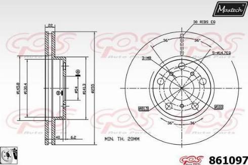 Maxtech 861097.0080 - Тормозной диск autospares.lv