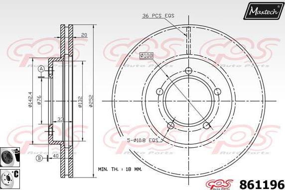 Maxtech 861097 - Тормозной диск autospares.lv