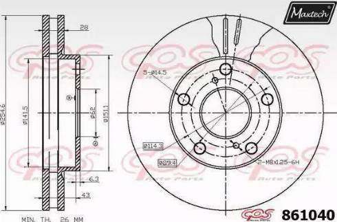 Maxtech 861040.6060 - Тормозной диск autospares.lv