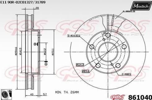 Maxtech 861040.0060 - Тормозной диск autospares.lv