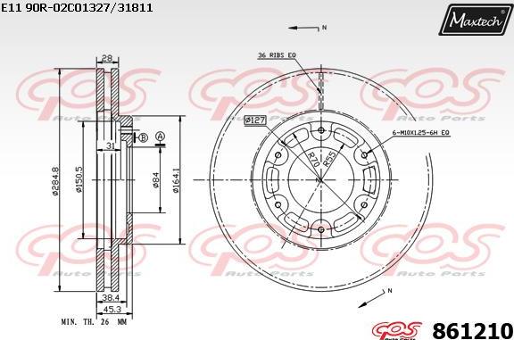 Maxtech 861040 - Тормозной диск autospares.lv