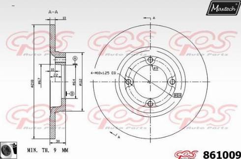 Maxtech 861009.0060 - Тормозной диск autospares.lv