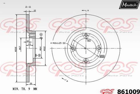 Maxtech 861009.0000 - Тормозной диск autospares.lv