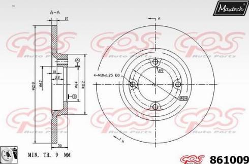 Maxtech 861009.0080 - Тормозной диск autospares.lv