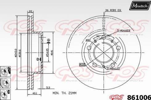 Maxtech 861006.6980 - Тормозной диск autospares.lv