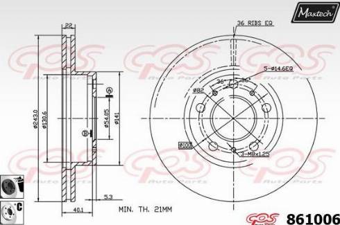 Maxtech 861006.6060 - Тормозной диск autospares.lv