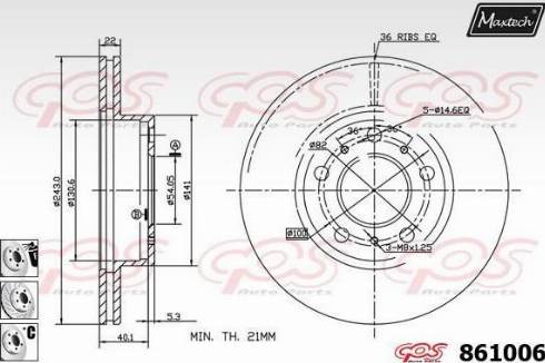 Maxtech 861006.6880 - Тормозной диск autospares.lv