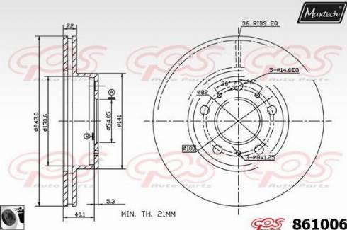 Maxtech 861006.0060 - Тормозной диск autospares.lv