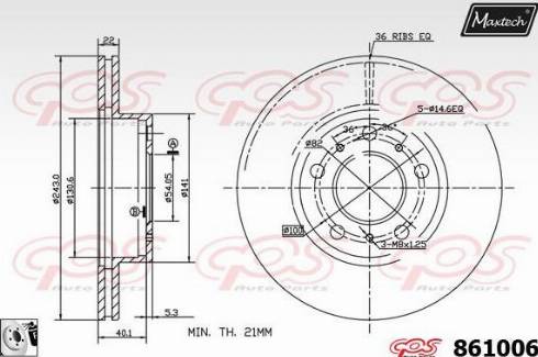 Maxtech 861006.0080 - Тормозной диск autospares.lv