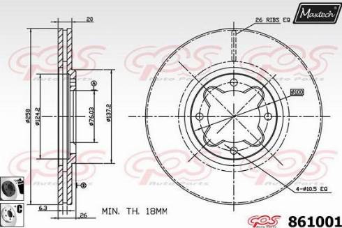 Maxtech 861001.6060 - Тормозной диск autospares.lv