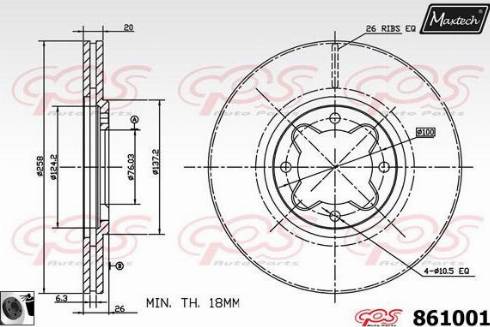 Maxtech 861001.0060 - Тормозной диск autospares.lv