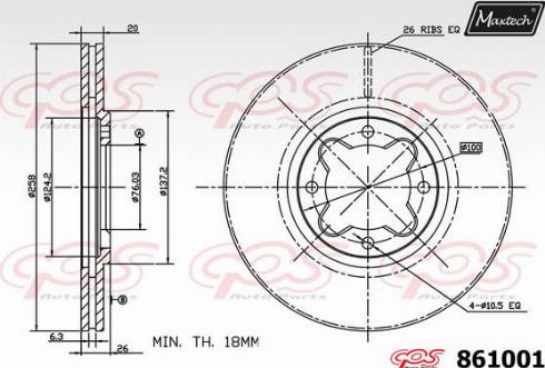 Maxtech 861001.0000 - Тормозной диск autospares.lv