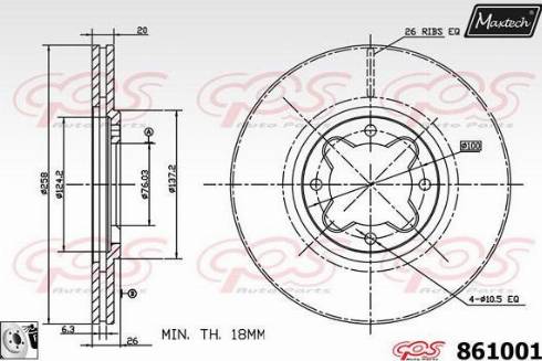 Maxtech 861001.0080 - Тормозной диск autospares.lv