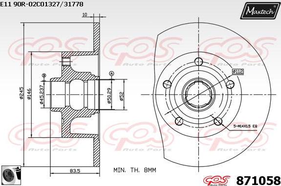 Maxtech 861001 - Тормозной диск autospares.lv