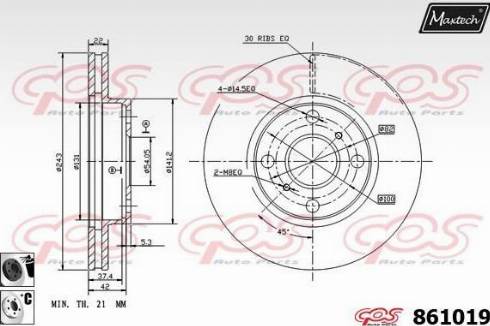 Maxtech 861019.6060 - Тормозной диск autospares.lv