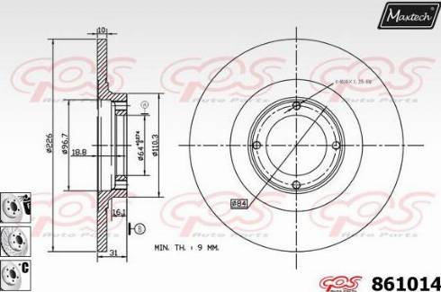 Maxtech 861014.6980 - Тормозной диск autospares.lv