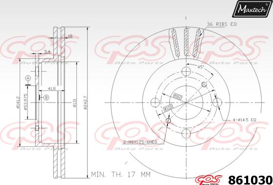 Maxtech 861012 - Тормозной диск autospares.lv