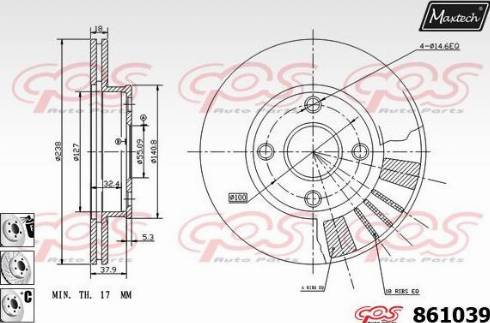 Maxtech 861039.6980 - Тормозной диск autospares.lv