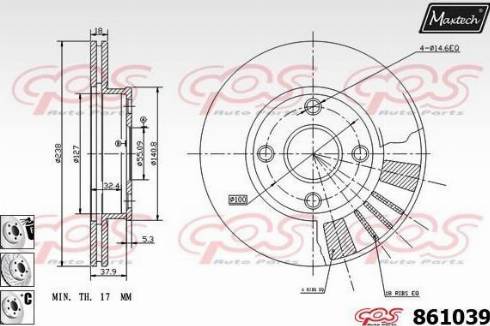 Maxtech 861039.6880 - Тормозной диск autospares.lv