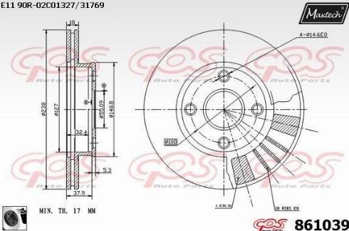 Maxtech 861039.0060 - Тормозной диск autospares.lv