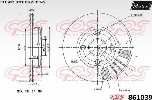 Maxtech 861039.0000 - Тормозной диск autospares.lv