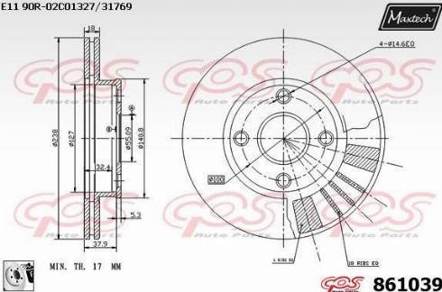 Maxtech 861039.0080 - Тормозной диск autospares.lv