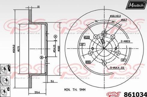 Maxtech 861034.6980 - Тормозной диск autospares.lv