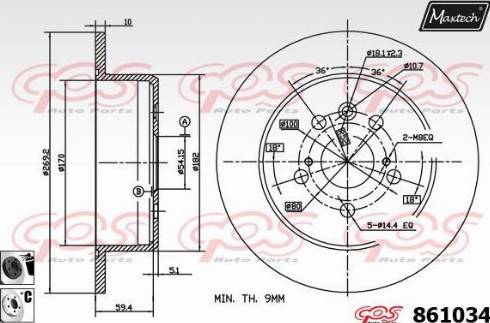 Maxtech 861034.6060 - Тормозной диск autospares.lv