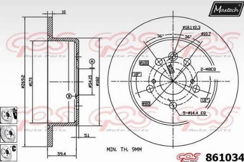 Maxtech 861034.6880 - Тормозной диск autospares.lv