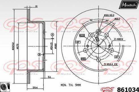 Maxtech 861034.0060 - Тормозной диск autospares.lv