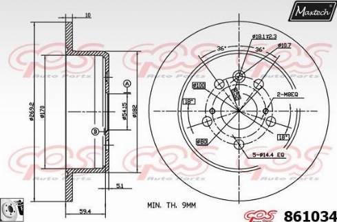 Maxtech 861034.0080 - Тормозной диск autospares.lv