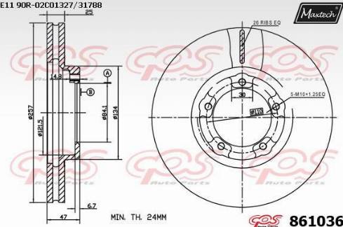 Maxtech 861036.0000 - Тормозной диск autospares.lv